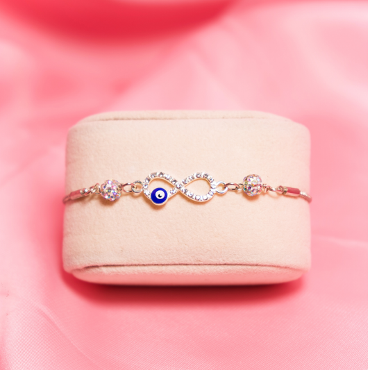 Infinity with Evil Eye Swarovski Bolo Bracelet