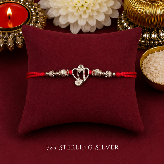 Cutout Ganesh 925 Sterling Silver Rakhi