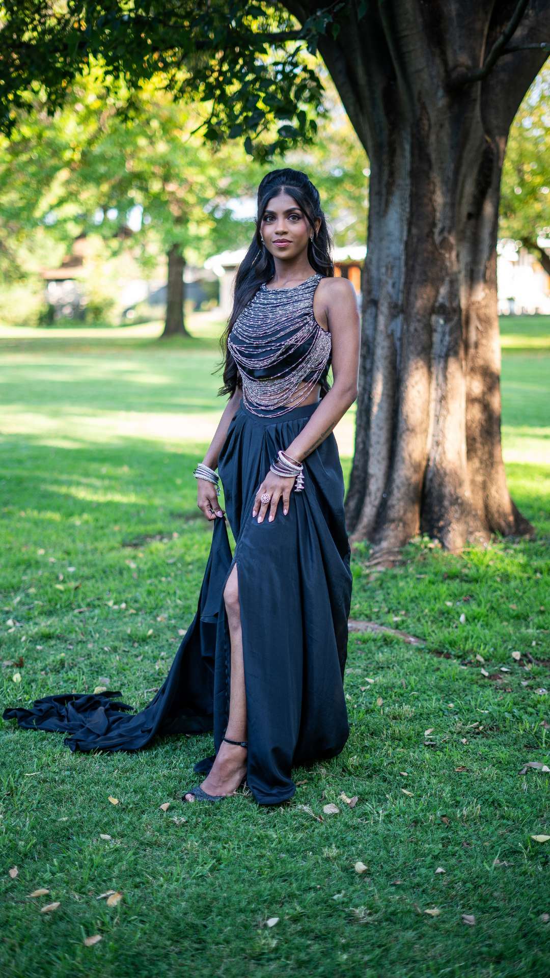 Black Beaded Outfits Set