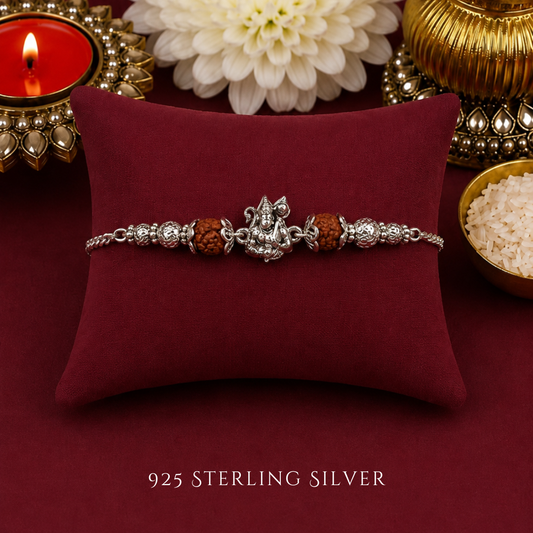 Hunuman Ji with Rudraksh 925 Sterling Silver Designer Bracelet