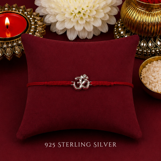 Large Knotted Aum Sterling Silver Designer Rakhi