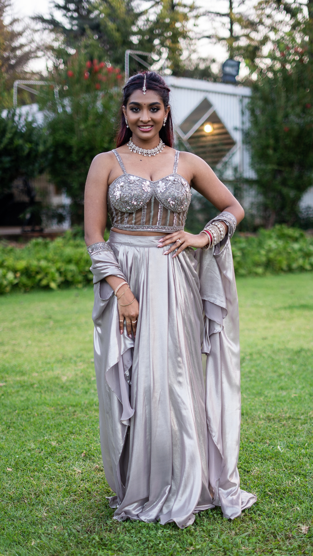 Grey Corset Cape Set