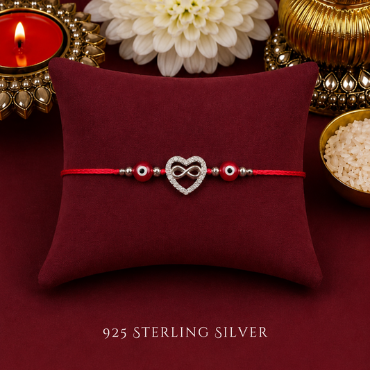 Heart 925 Sterling Silver Designer Rakhi
