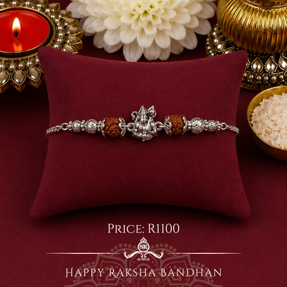 Hunuman Ji with Rudraksh 925 Sterling Silver Designer Bracelet