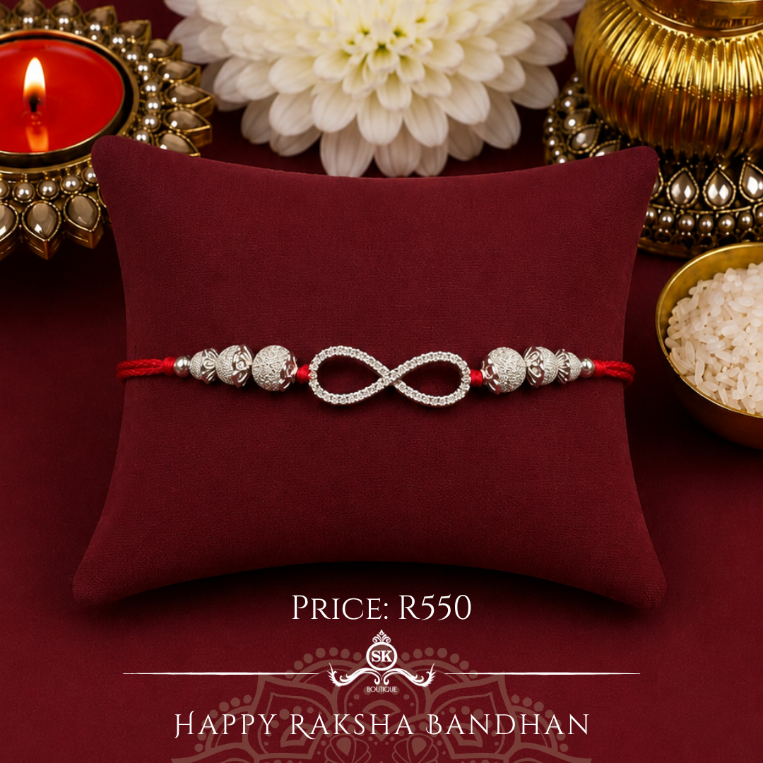 Large Infinity Sterling Silver Designer Rakhi