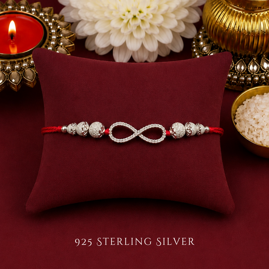 Large Infinity Sterling Silver Designer Rakhi