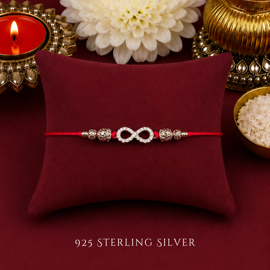Small Infinity Sterling Silver Designer Rakhi