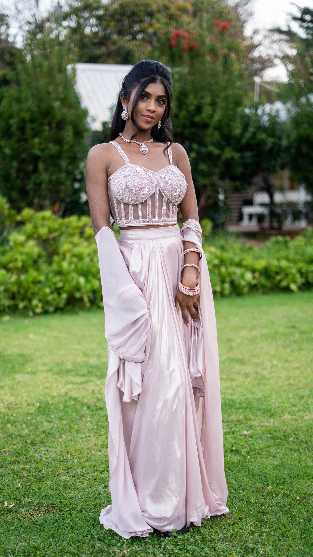 Pink Corset Cape Set