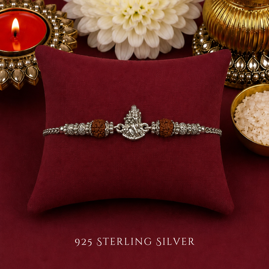 Kirshna Ji with Rudraksh 925 Sterling Silver Designer Bracelet