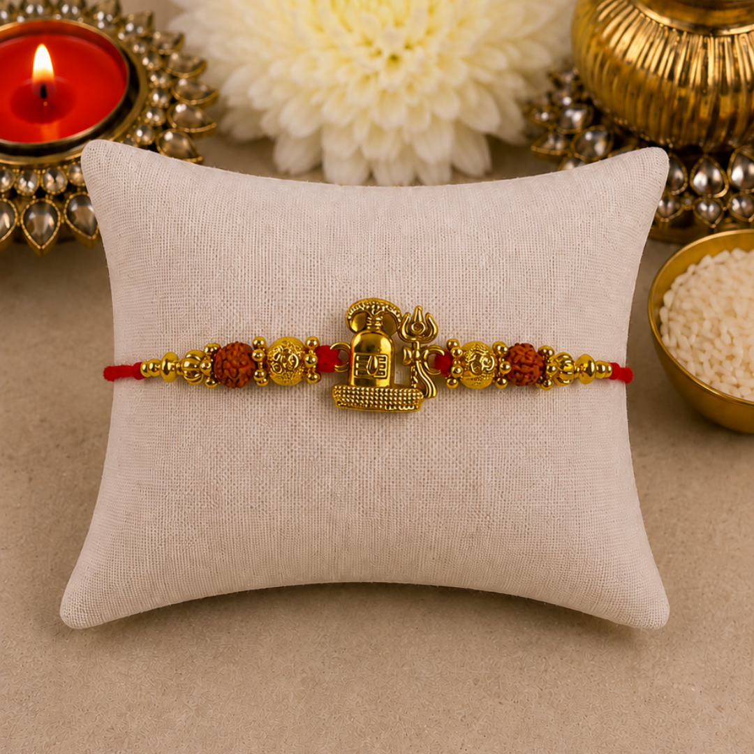 XL Shivling with Rudraksh Designer Rakhi