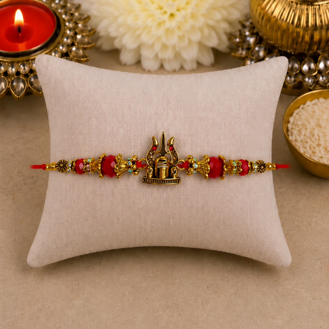 Shivling with Red Designer Rakhi