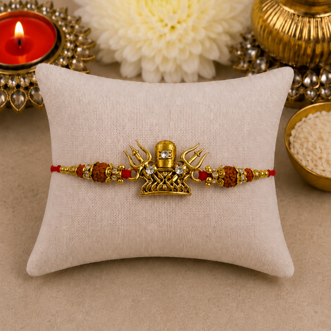 XL Shivling with Rudraksh Designer Rakhi