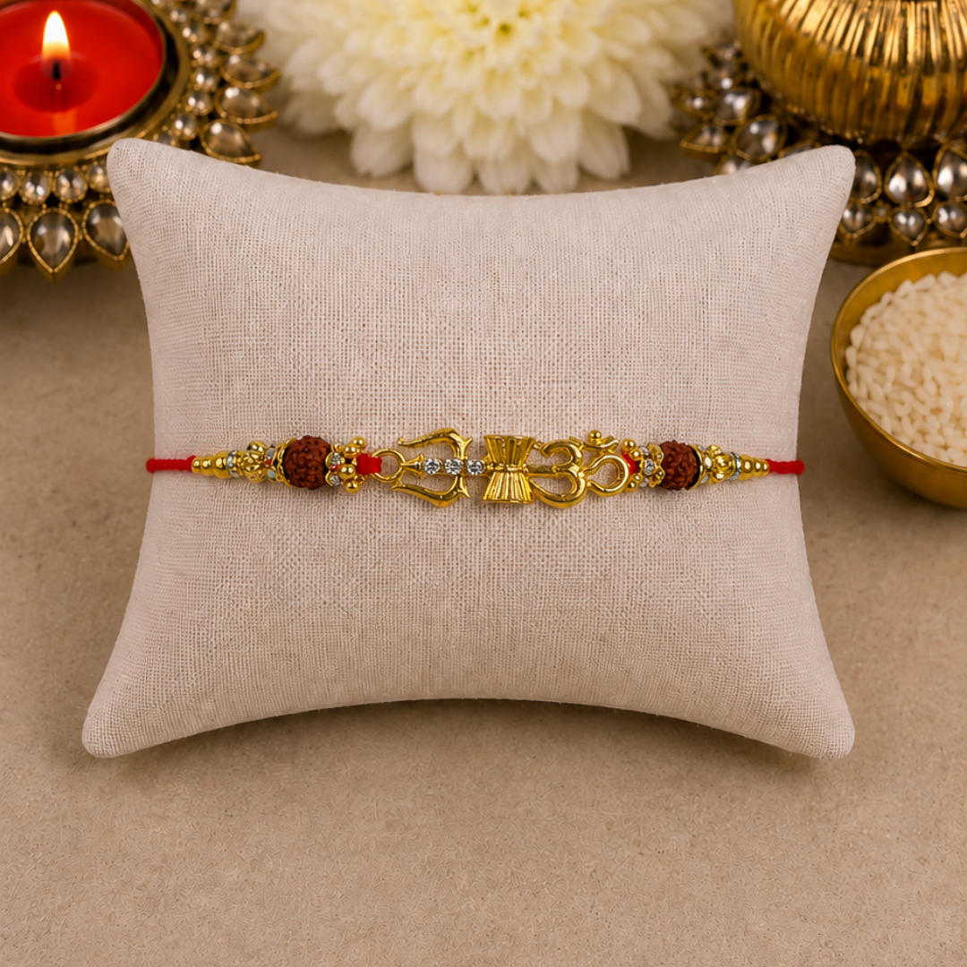 Trishul & Aum with Rudraksh Designer Rakhi
