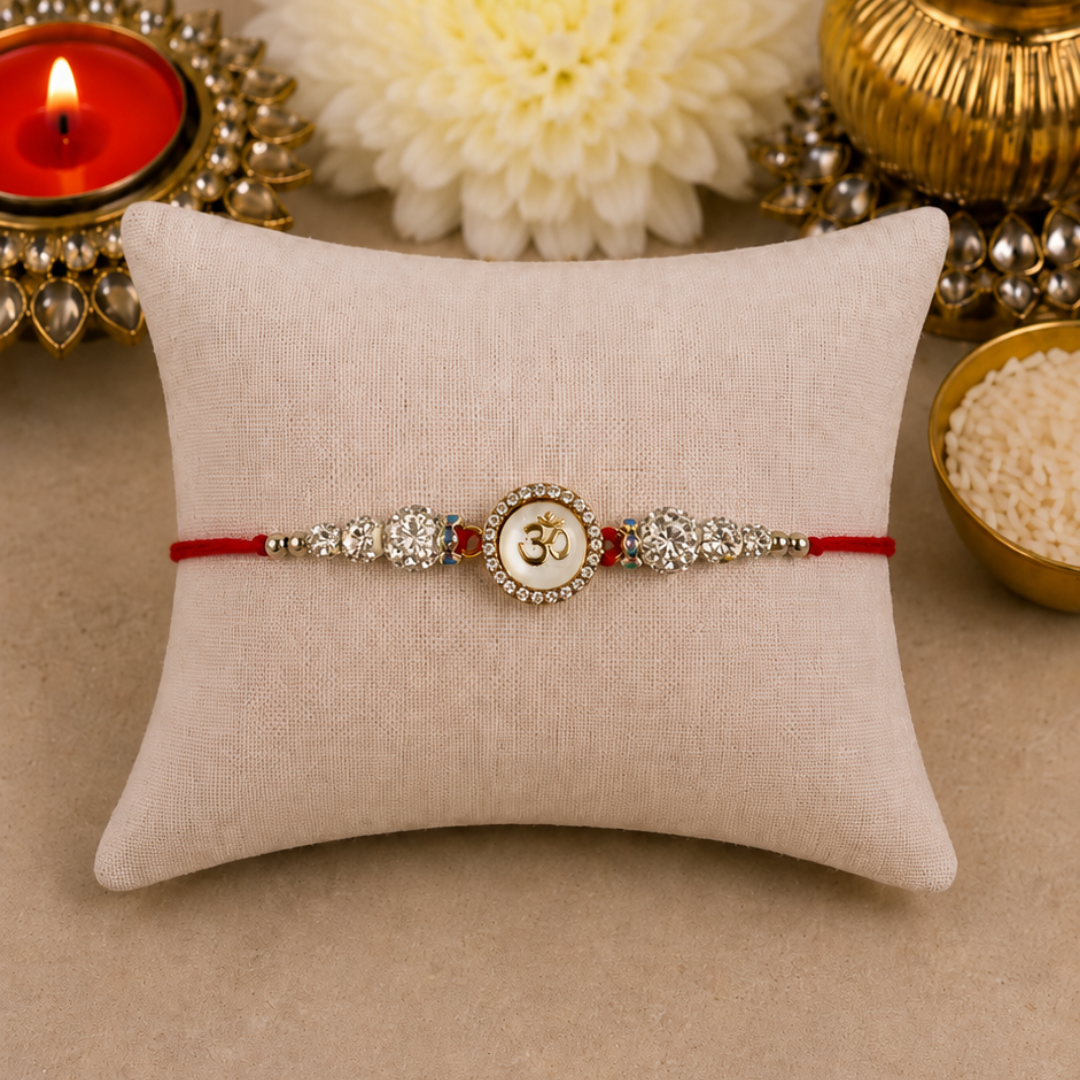 Aum with Swarovski Beads Designer Rakhi