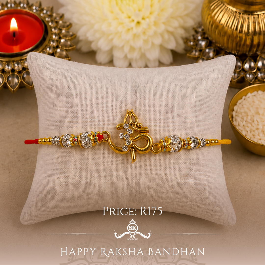 XL Aum & Trishul with Swarovski Beads Designer Rakhi