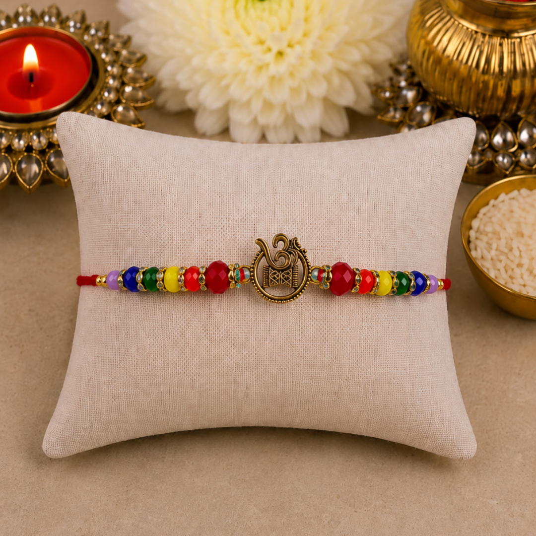 Rainbow Aum with Damru Designer Rakhi