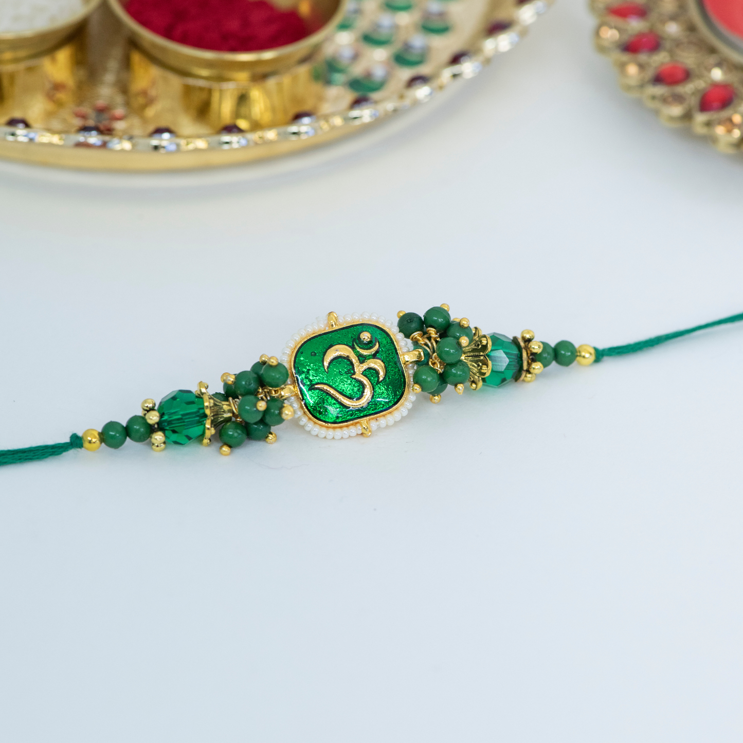 XL Green Kundan Designer Rakhi