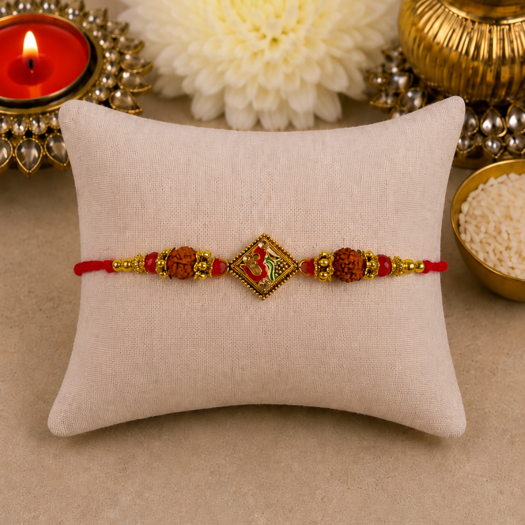 Colourful Aum with Rudraksh