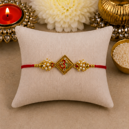 Colourful Aum with Jhumkis Designer Rakhi