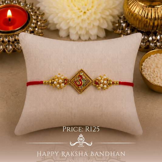 Colourful Aum with Jhumkis Designer Rakhi