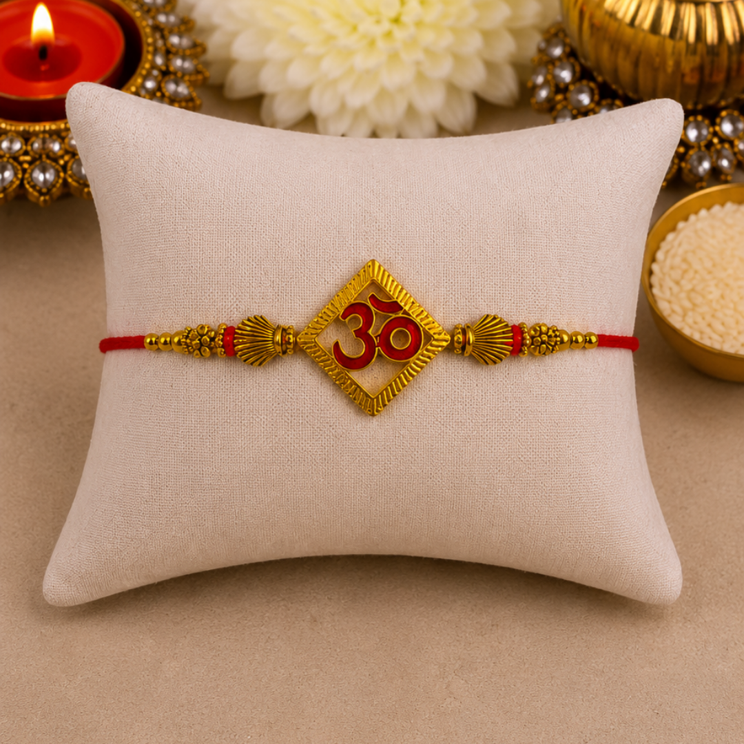 Cutout Aum with Shells Designer Rakhis