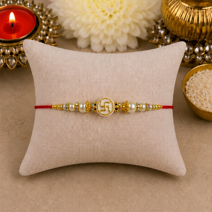 Pearl Swastika Designer Rakhi