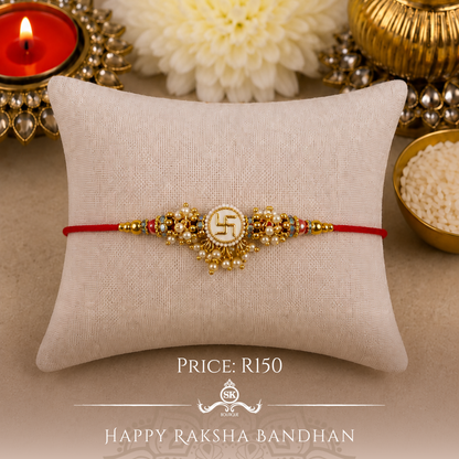 Pearl Swastika Jhumiki Designer Rakhi