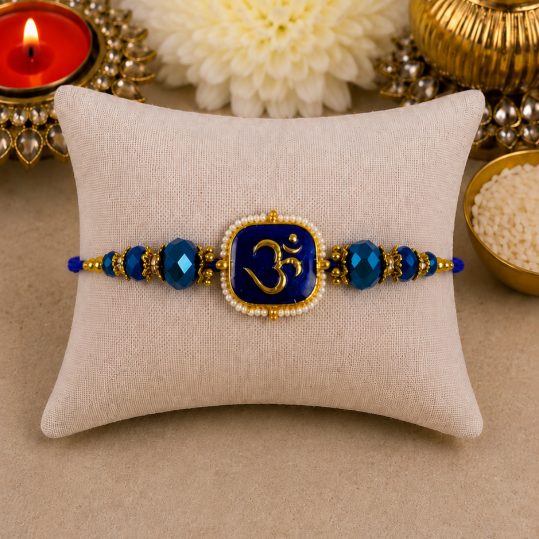 XL Blue Kundan Designer Rakhi