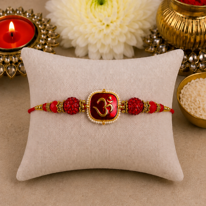 XL Red Kundan Designer Rakhi