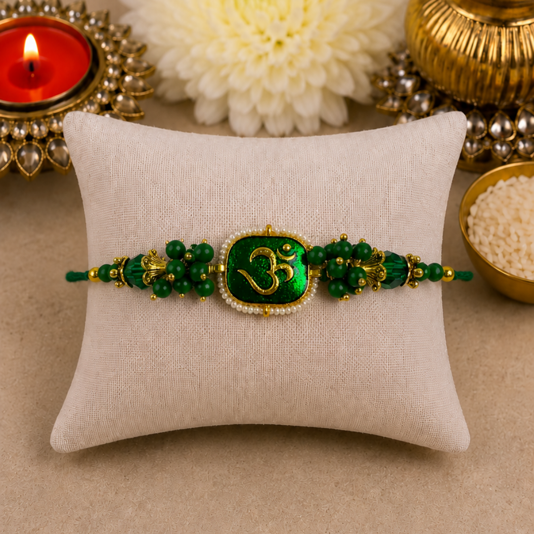 XL Green Kundan Designer Rakhi
