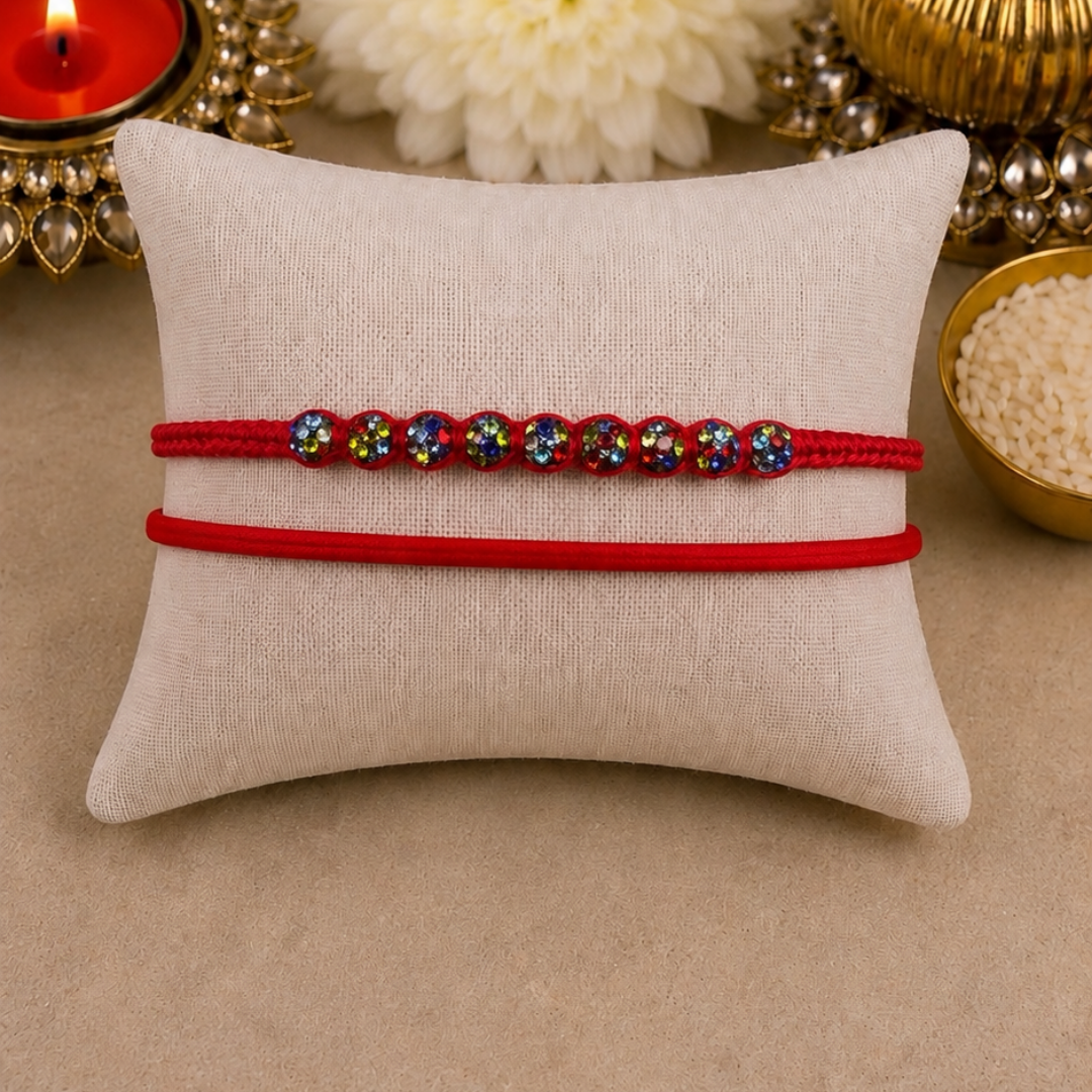 Rainbow Black Swarovski Knotted Designer Laxmi String