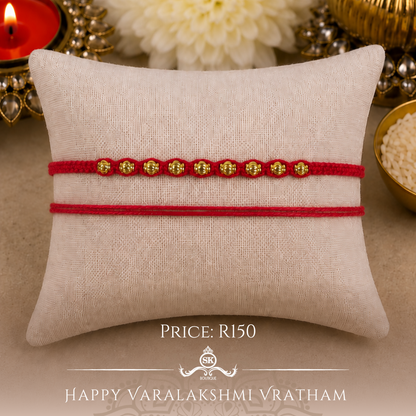 Gold Beaded Knotted Designer Laxmi String