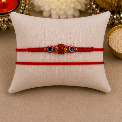 Rudraksh with Evil Eye Knotted Designer Laxmi String