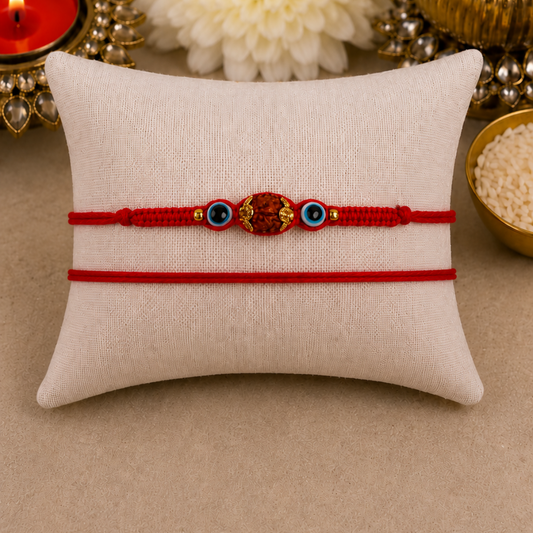 Rudraksh with Evil Eye Knotted Designer Laxmi String