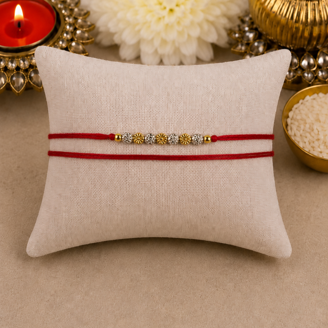 Flower with Silver Swarovski Beaded Designer Laxmi String