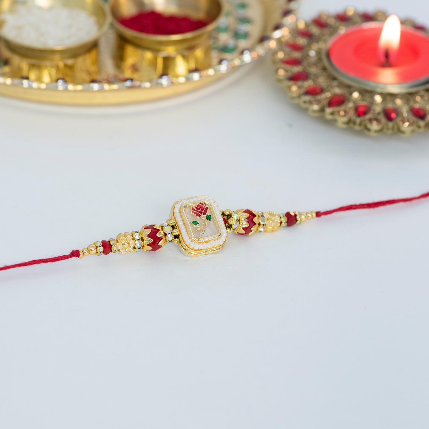 Flower Kundan Designer Rakhi