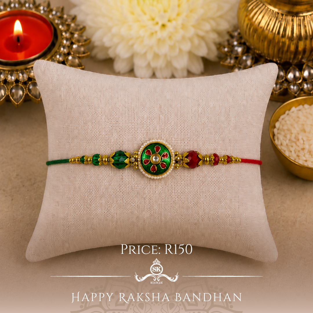 Red & Green Kundan Designer Rakhi