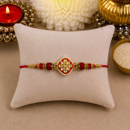 Red Kundan Designer Rakhi