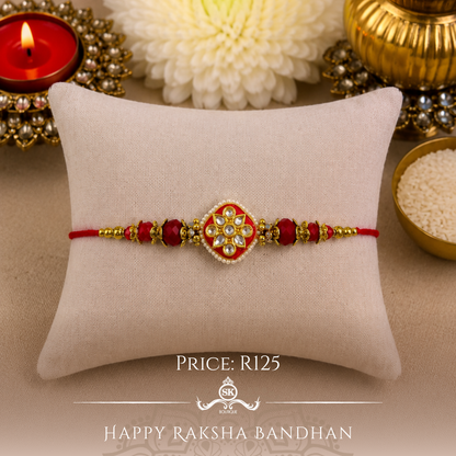 Red Kundan Designer Rakhi