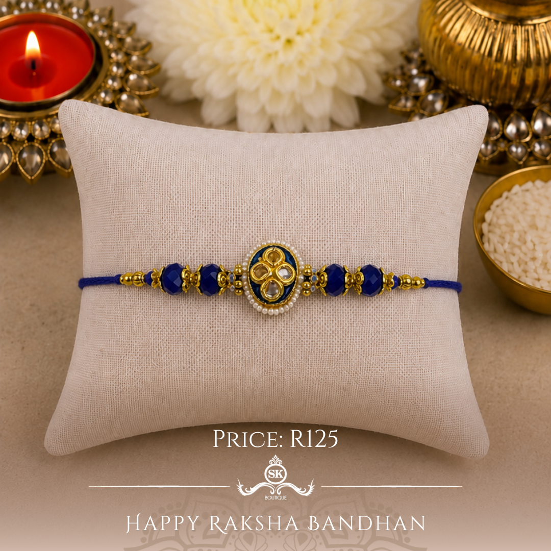Blue Kundan Designer Rakhi