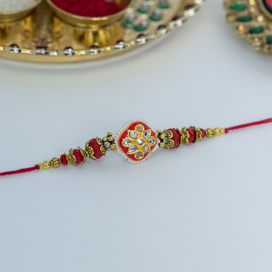 Red Kundan Designer Rakhi