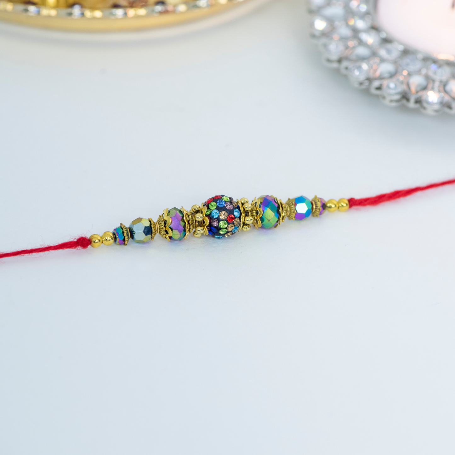 Rainbow Swarovski Beaded Designer Rakhi