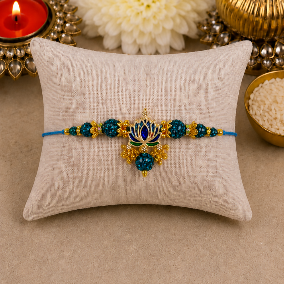 Blue Lotus Flower Jumki Rakhi