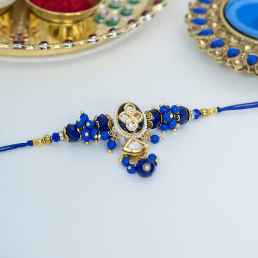 Blue Kundan Jhumki Designer Rakhi