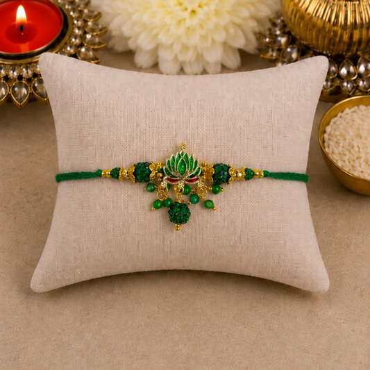 Green Lotus Flower Jumkhi Rakhi