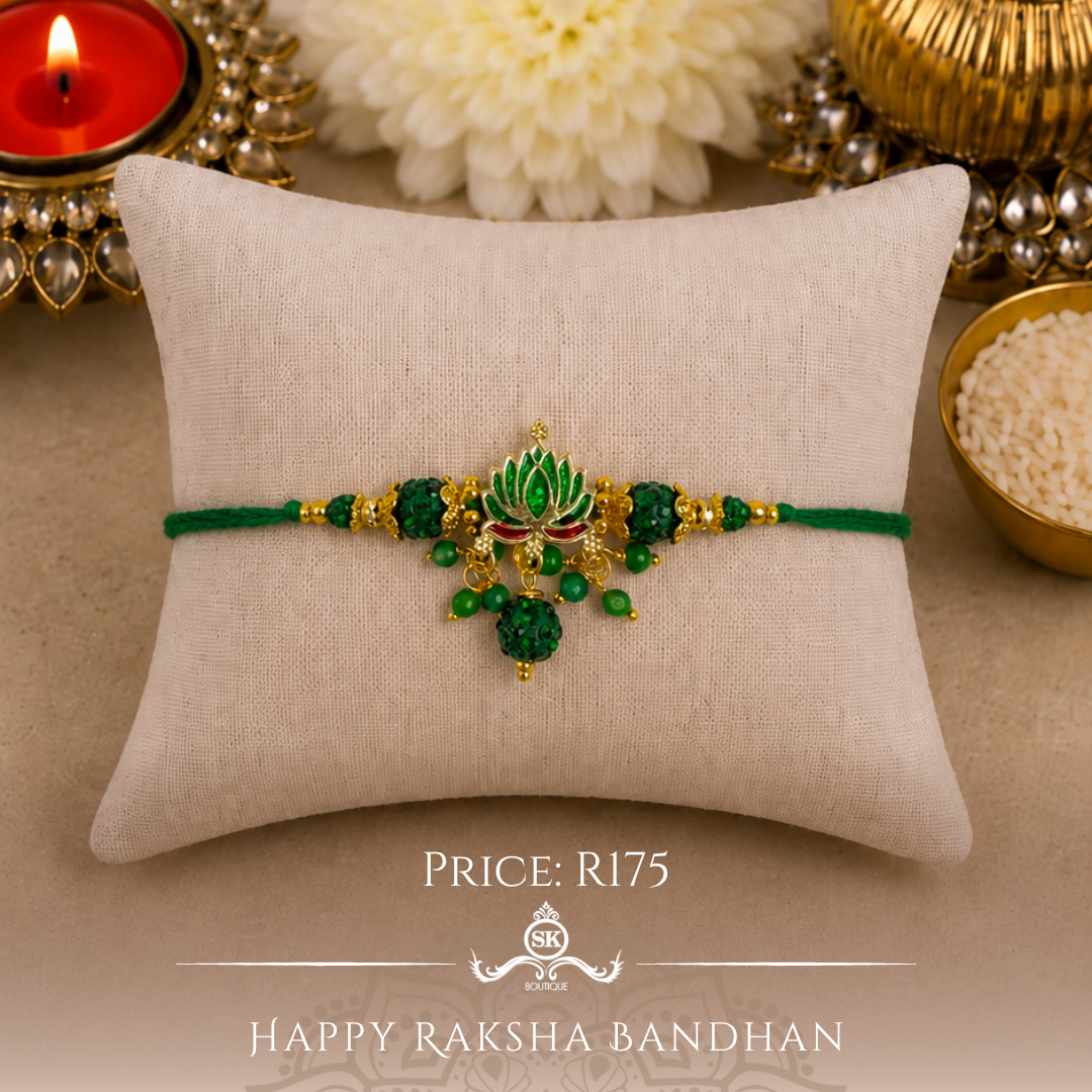 Green Lotus Flower Jumkhi Rakhi