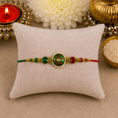Red & Green Kundan Designer Rakhi