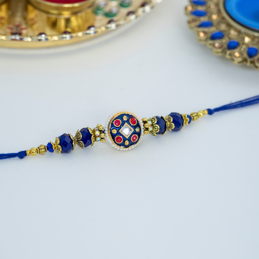 Blue Kundan Designer Rakhi