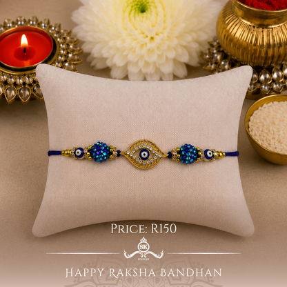 Gold Evil Eye Rakhi with Swarovski's Designer Rakhi