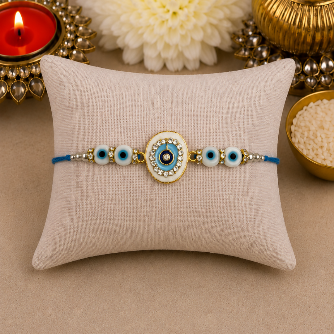 Light Blue Evil Eye Designer Rakhi